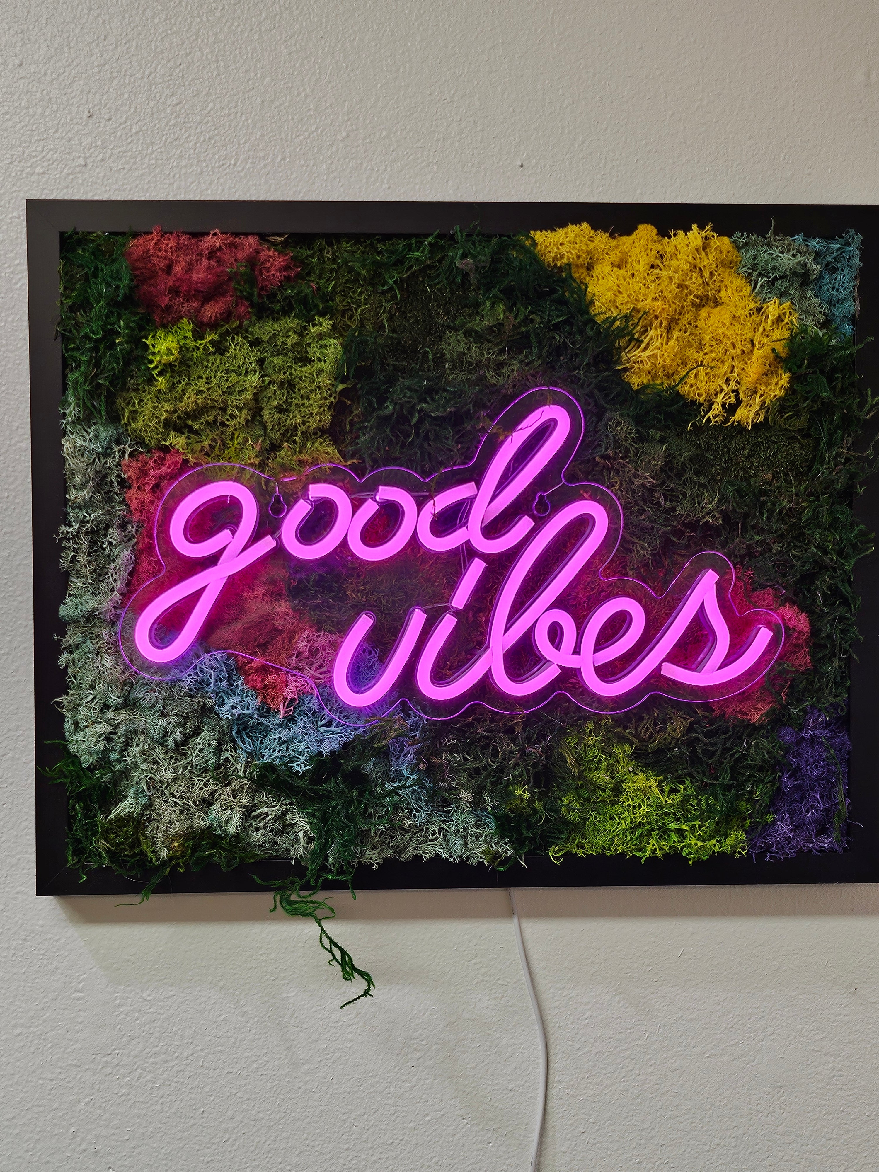 Good Vives 21"x16" Mixed Media Moss Wall Art