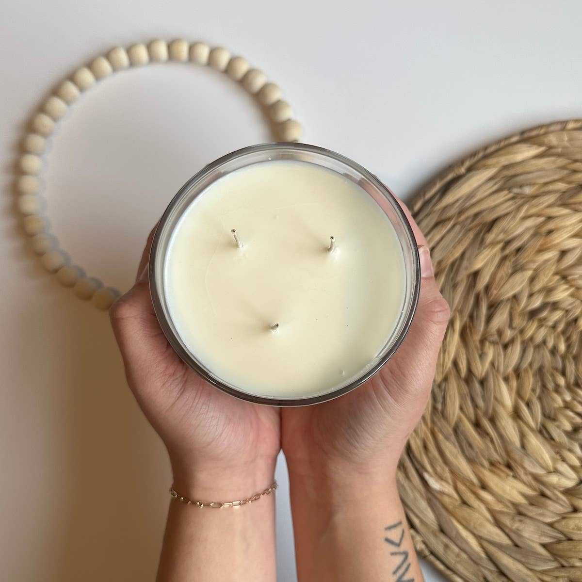 Bee Calm: A soothing soy candle with chamomile & jasmine. Vegan, eco-friendly, hand-poured for 40–55 hours of tranquil, floral-inspired calm and wellness.