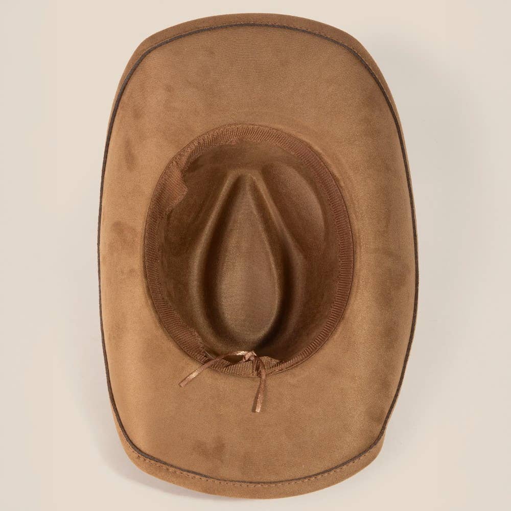 Braided And Studded Strap Suede Cowboy Hat