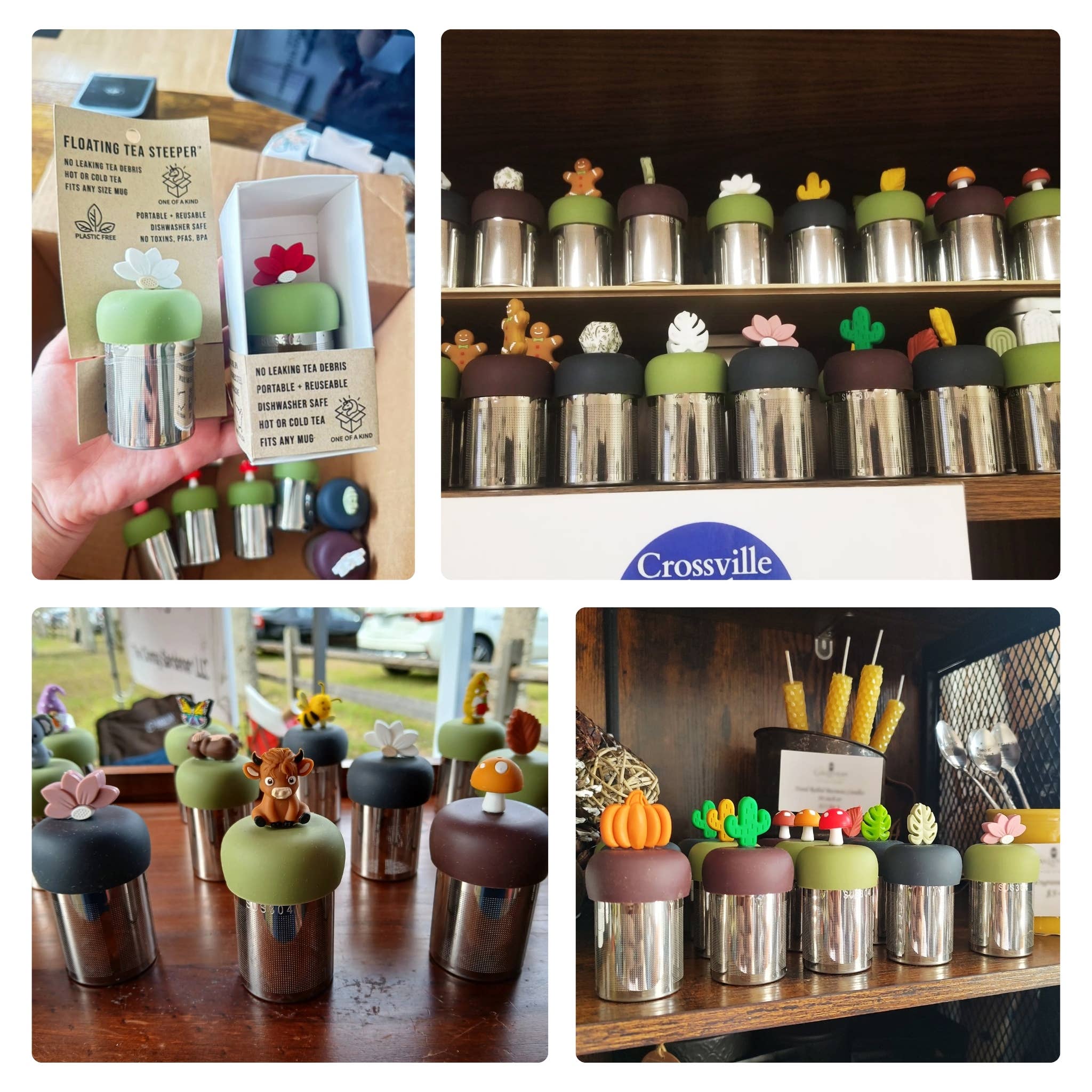 Float2infuse Tea Infuser - Mushroom | Floating Tea Steeper | Grey Base | Red