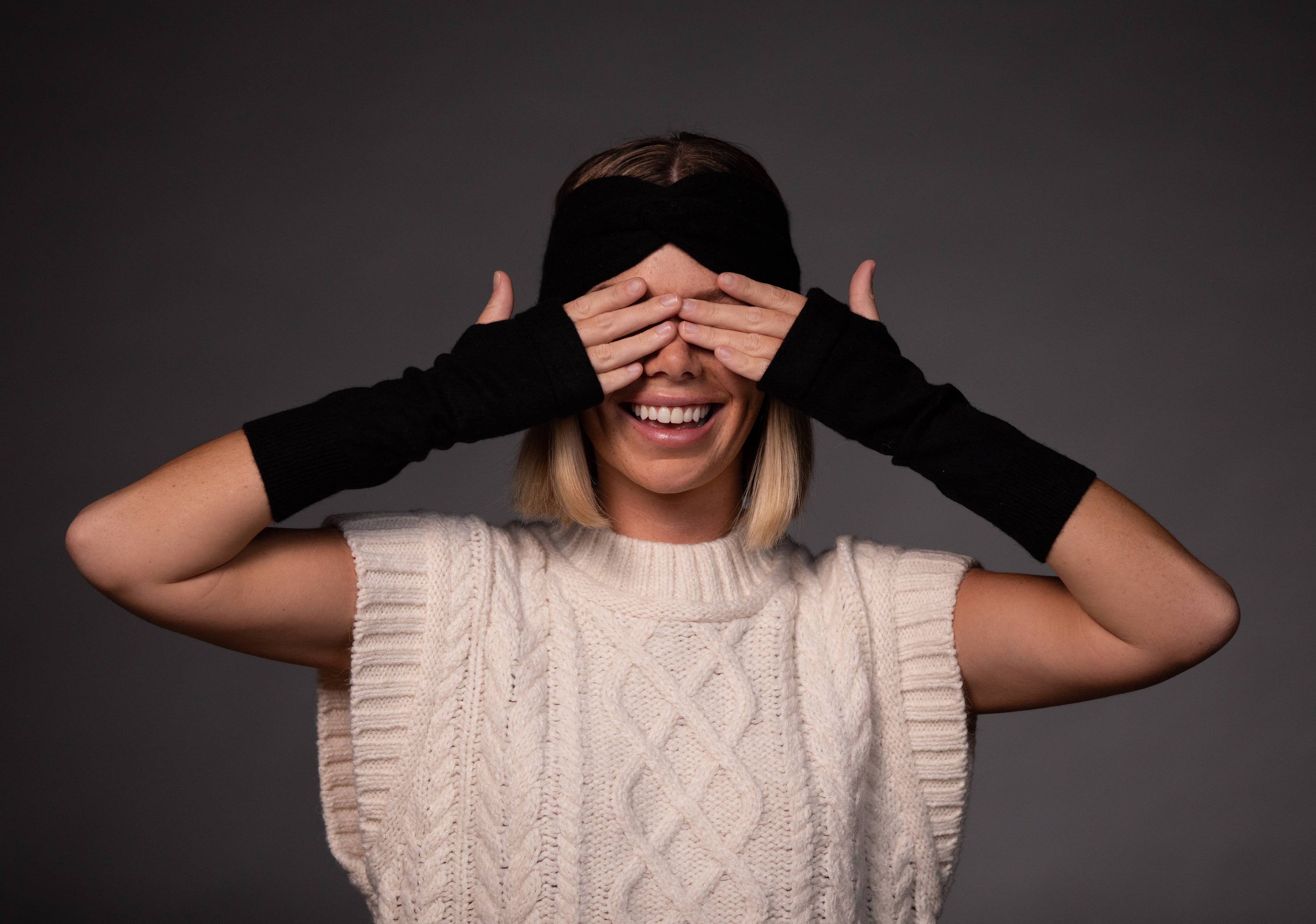 B.B. Sheep upcycled cashmere wrist warmers & fingerless gloves. Soft, warm, breathable, and sustainable—cozy comfort with second-chance style.