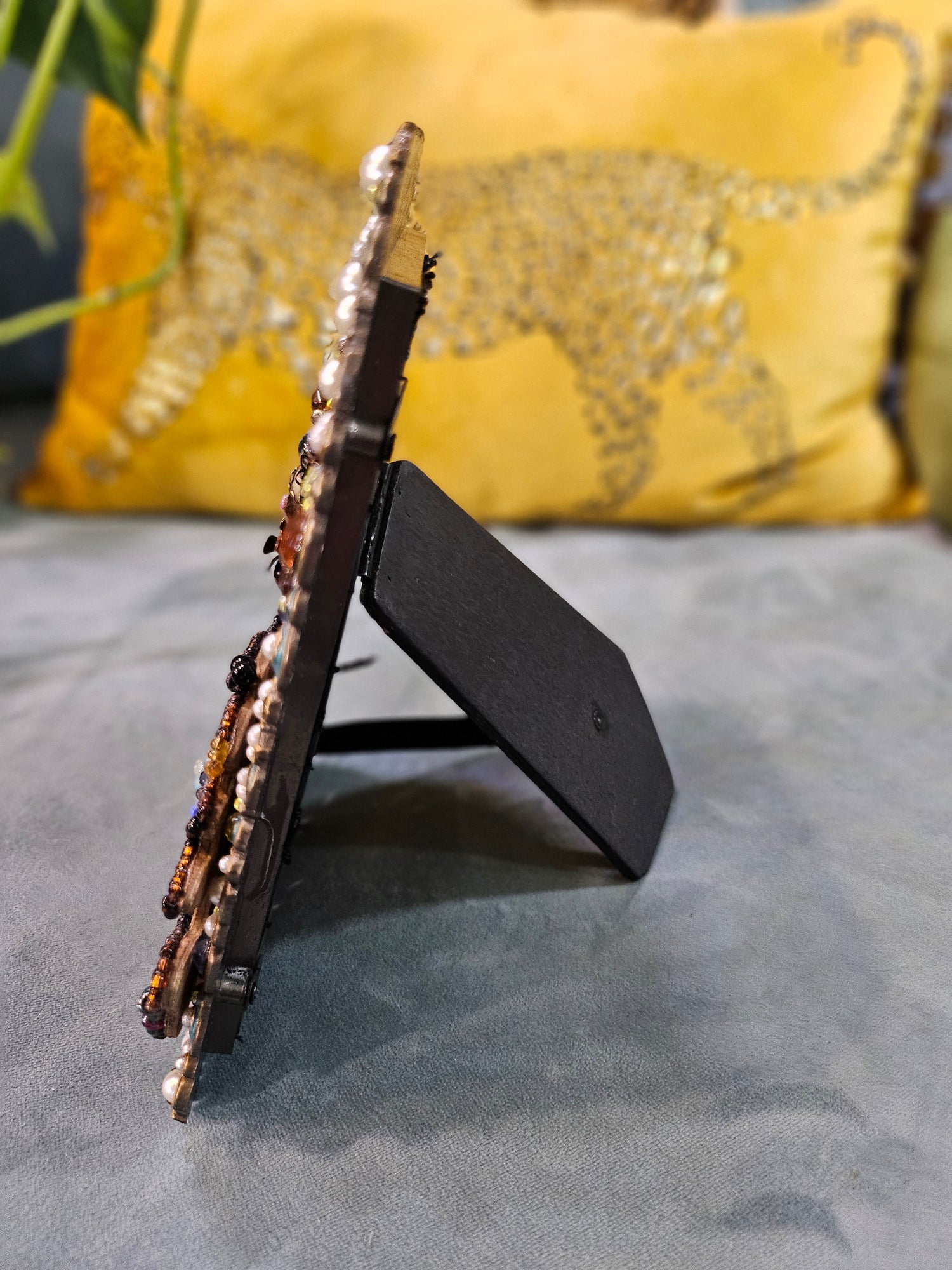 Add a splash of nautical charm with Jeweled Fish Frames, featuring handcrafted aquatic motifs in high-quality beads, glass, wood, and metal. These 4" x 6" frames blend intricate craftsmanship with vintage-inspired elegance, making them perfect for walls, shelves, or gallery displays. A unique decor statement!