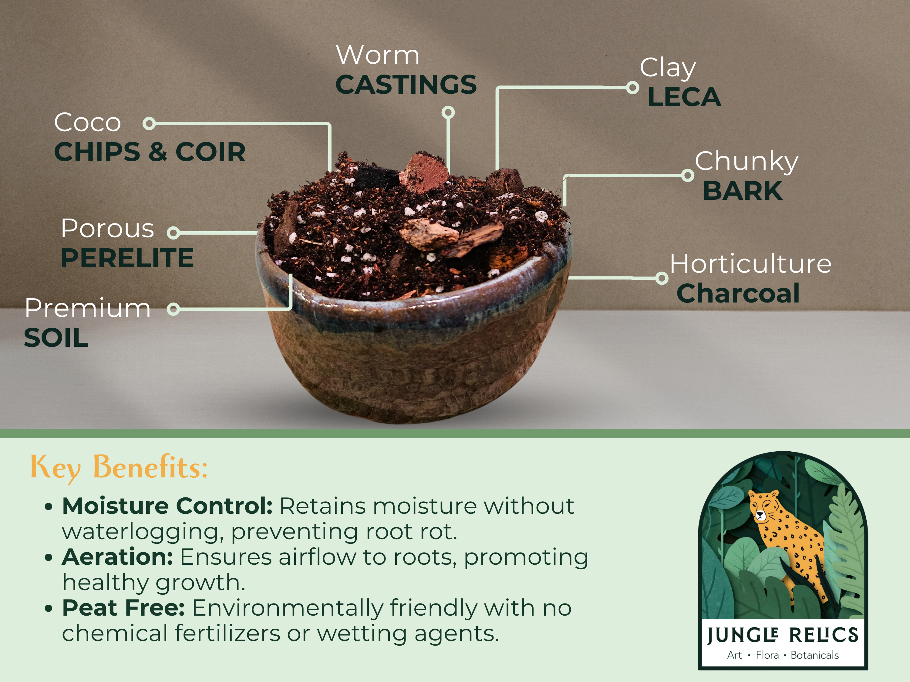 Jungle Gold Chunky Mix is the ultimate soil blend for tropical plants! Designed for optimal drainage and airflow, it prevents root rot while retaining moisture. Perfect for monstera, orchids, hoyas, and more, this eco-friendly mix includes premium soil, bark, coco coir, LECA, and perlite. Locally hand-mixed in Idaho!