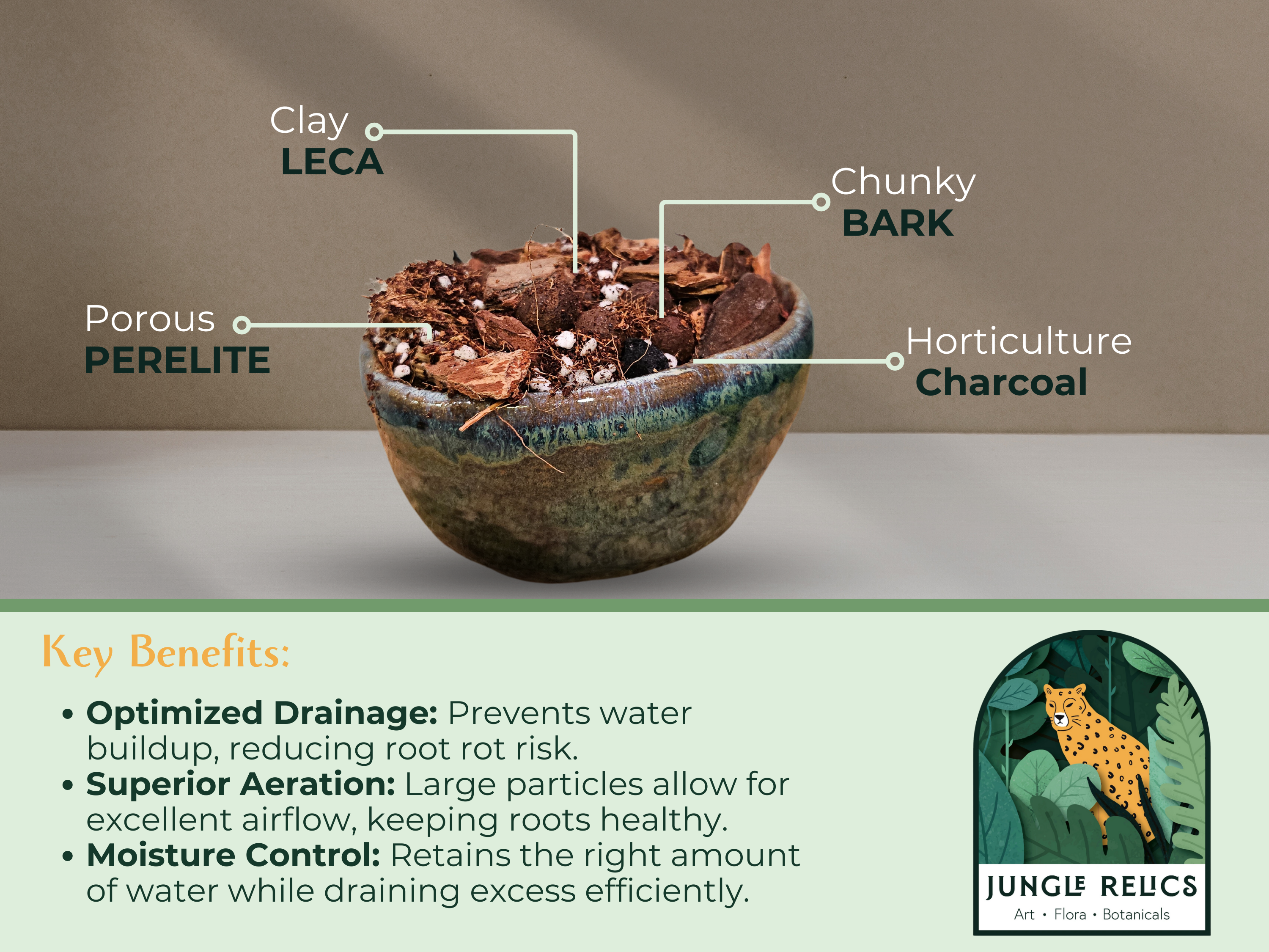 Jungle Gold Orchid Blend is the ultimate mix for epiphytic orchids! Made with fir bark, hardwood charcoal, perlite, and LECA, it provides optimal drainage, airflow, and moisture balance. Perfect for Phalaenopsis, Cattleya, and more. Prevents root rot and supports healthy growth. Hand-mixed in Idaho, eco-friendly, and chemical-free!