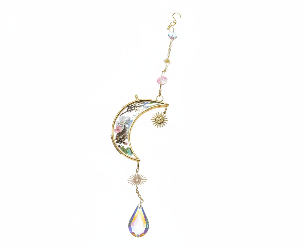 Celestial and delicate, the Golden Moon Floral Suncatcher captures the quiet magic of sunlight and nature in one luminous piece.