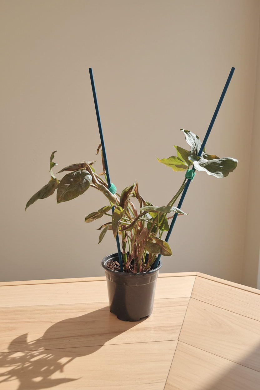 The Arrowhead Plant (Syngonium), also known as the Butterfly Plant, features unique arrow-shaped leaves that thrive in medium to low light.
