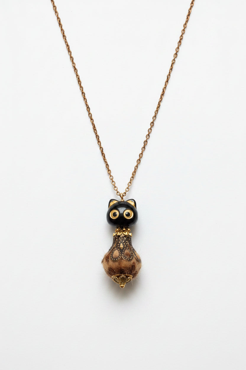 Handmade Cat Bead Necklaces by KStonely. Each one-of-a-kind artisan necklace features whimsical cat beads, unique accents, and vintage-inspired charm.
