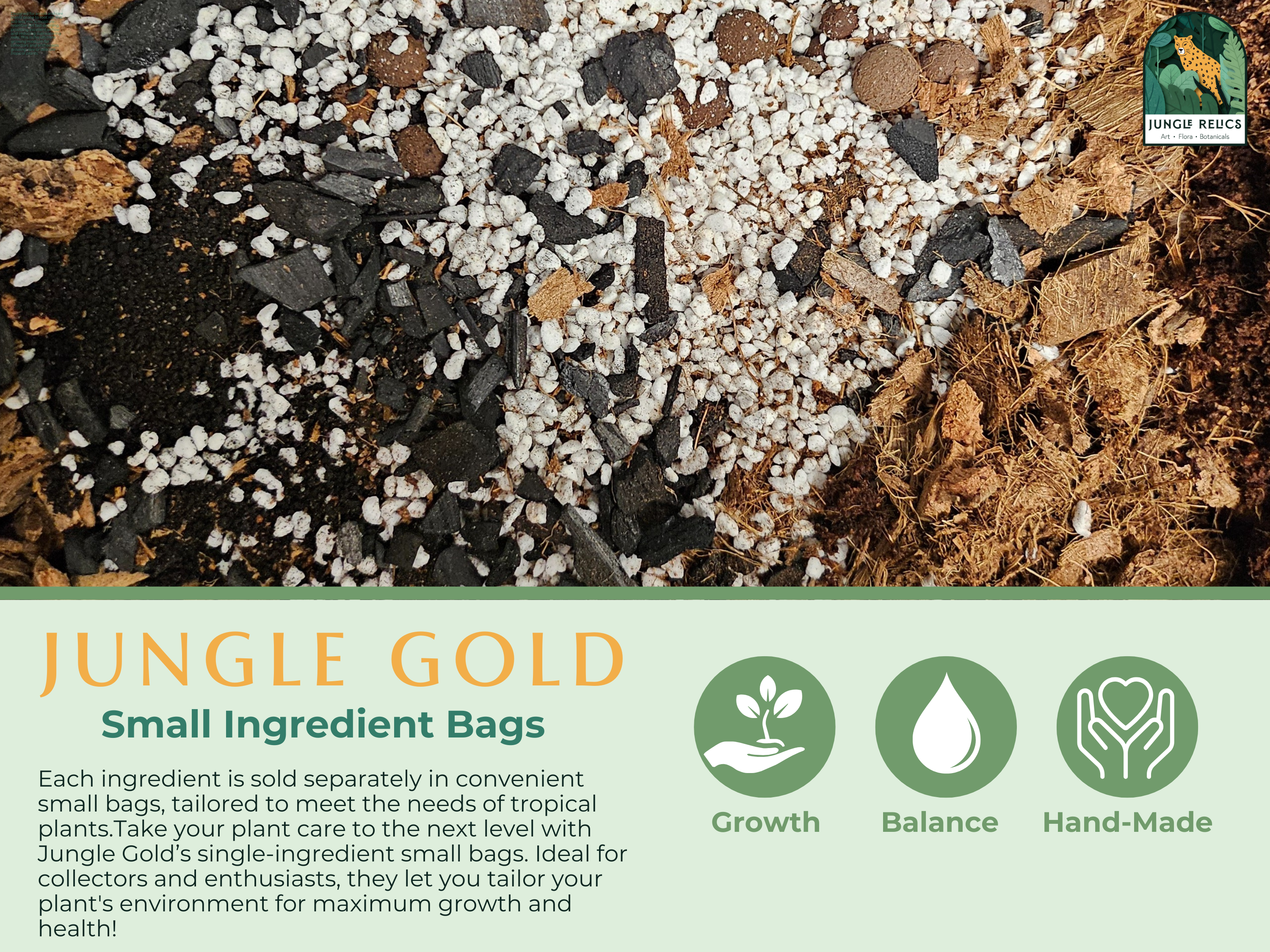 Shop Jungle Gold premium ingredient bags for tropical plants! Choose from Chunky Bark, Coco Coir, LECA, Perlite, Coco Chips, Horticultural Charcoal, or Worm Castings. Perfect for custom soil blends, improving drainage, boosting airflow, and supporting healthy roots. Eco-friendly, hand-packed in Idaho!