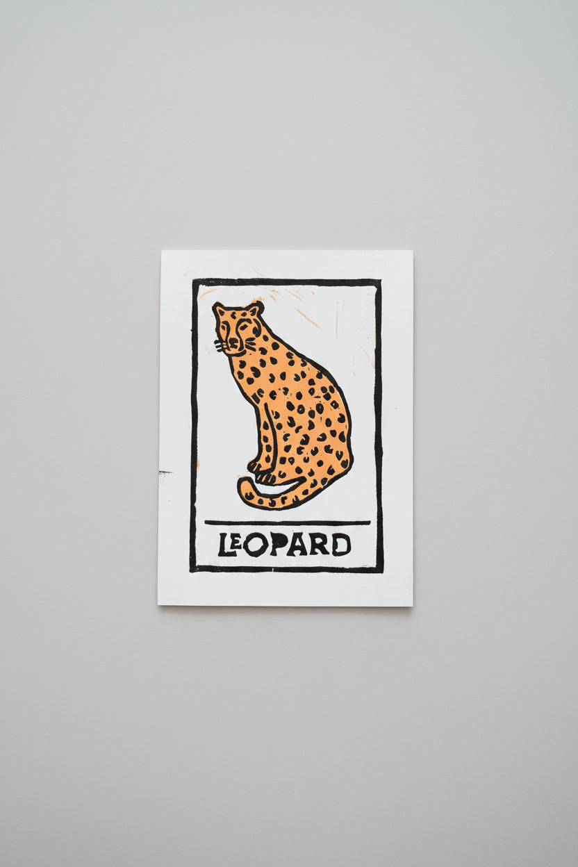 La Lotería — Handcrafted Block Print Series by Ryan Doran blends folklore, jungle symbolism, and bold street-art energy in hand-carved botanical prints