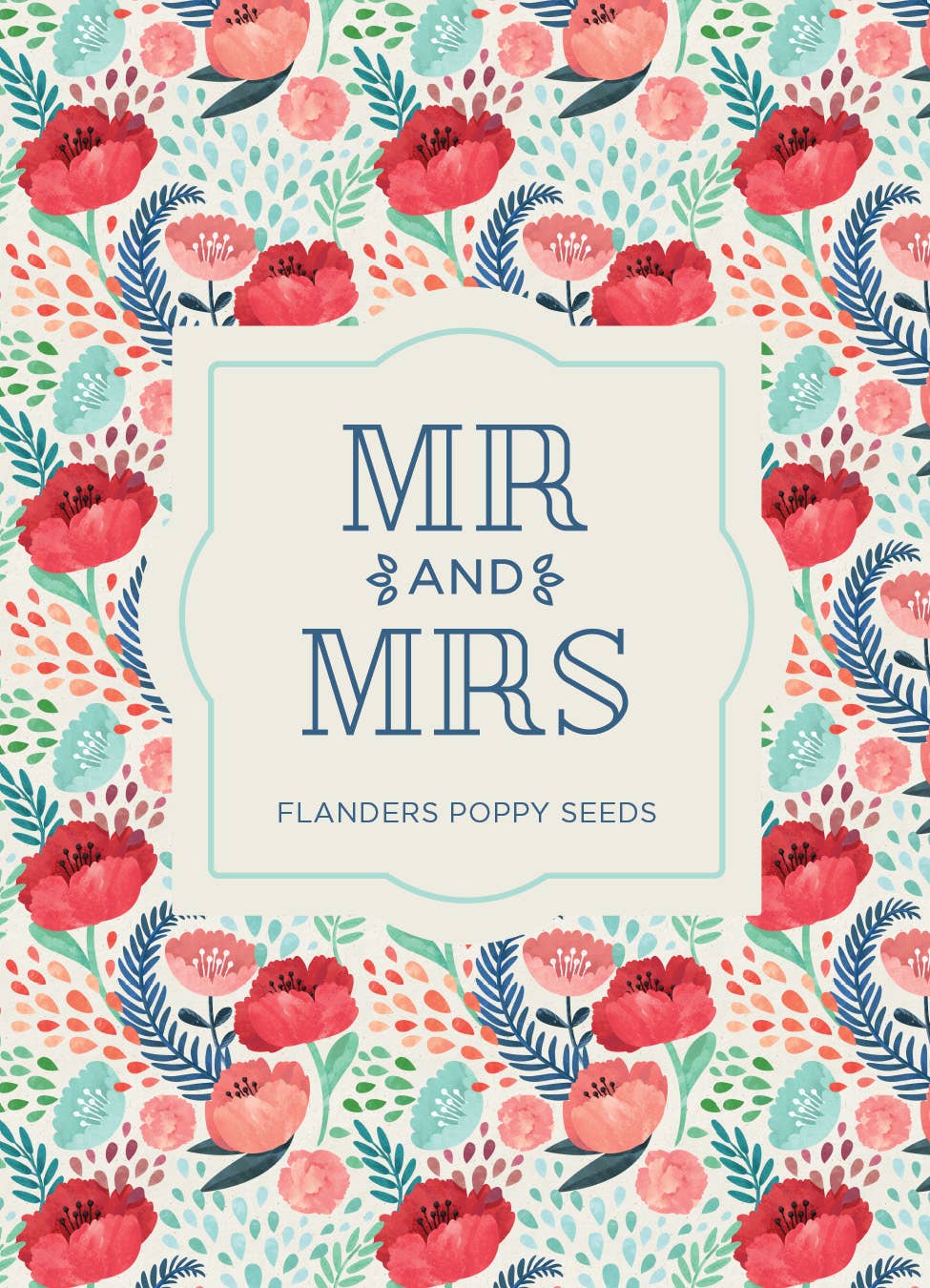 Love Grows Here — Flanders Poppy wedding seed favor packets with A1 envelopes. Romantic plantable favors that bloom into vibrant red poppies — perfect for weddings and garden gifts.