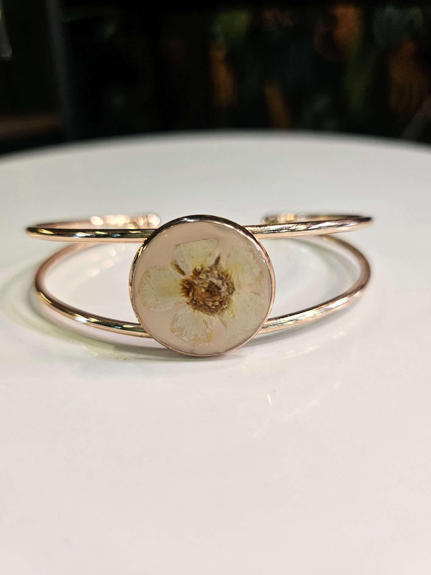 Handcrafted floral resin bracelets with real dried flowers. Unique, nature-inspired jewelry that adds whimsical charm and elegance to any outfit.