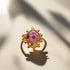 Golden Bloom Adjustable Ring with real dried flowers in resin and 18K gold-plated stainless steel. Unique, hypoallergenic, fits most, and perfect for gifting.