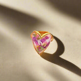 Adjustable 18K gold-plated handmade floral ring made of stainless steel. Non-tarnish, hypoallergenic, high-polish finish—perfect for daily wear or gifting.