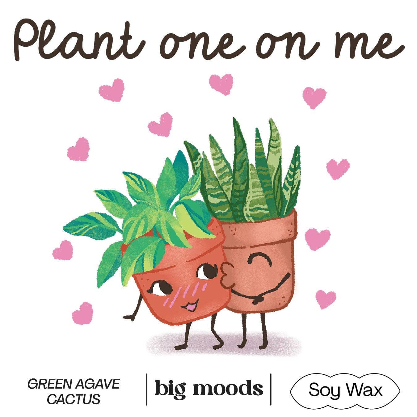 Plant One On Me: A fresh, spa-like blend of cactus flower, agave & dewy leaves in a 5oz soy candle. Vegan, eco-friendly, and hand-poured for 30–40 hours of bliss.