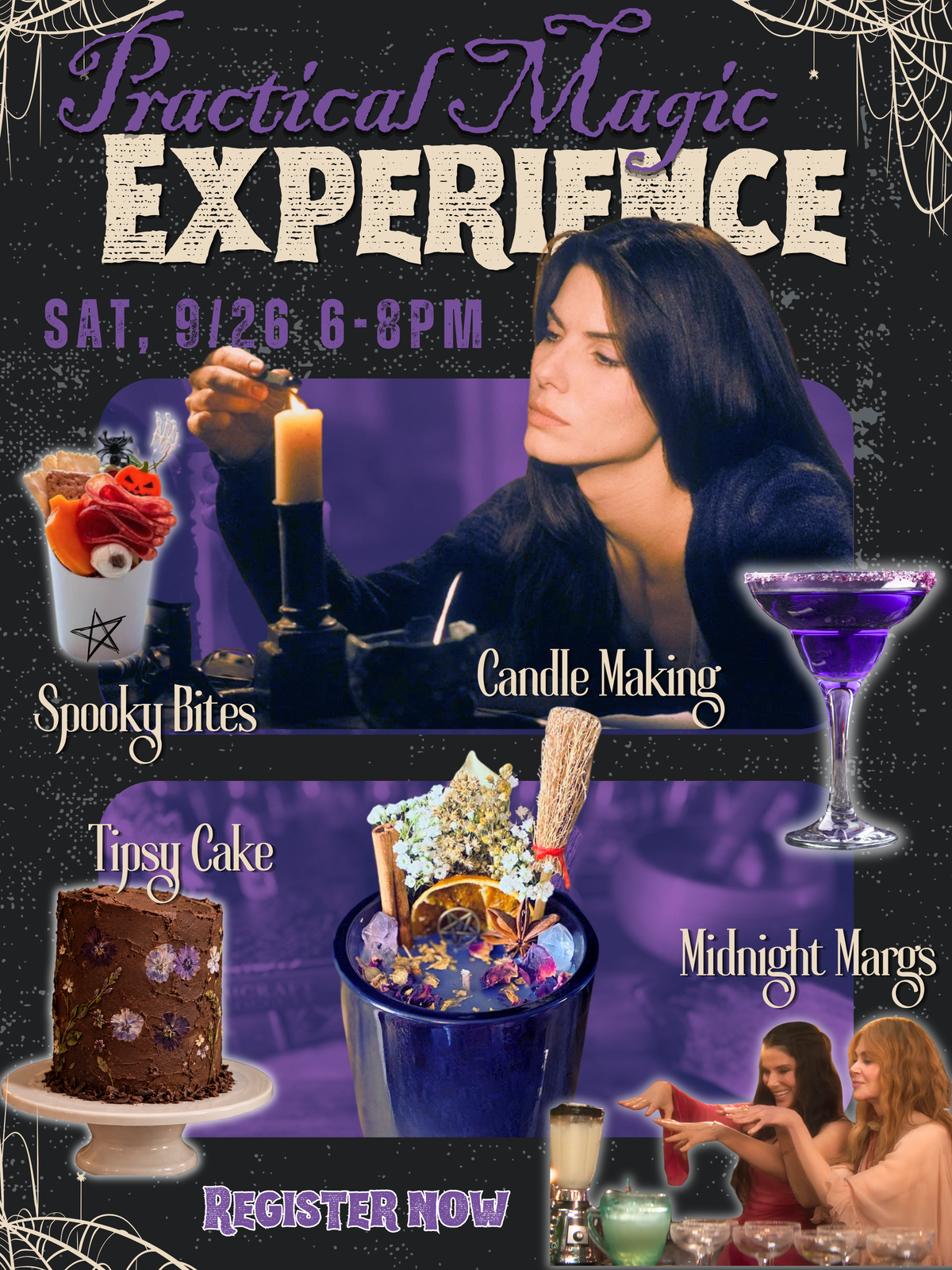 Practical Magic Experience at Jungle Relics + Relic featuring candle making, spooky bites, Tipsy Cake & Midnight Margs. Sept. 26, 6–8 PM.