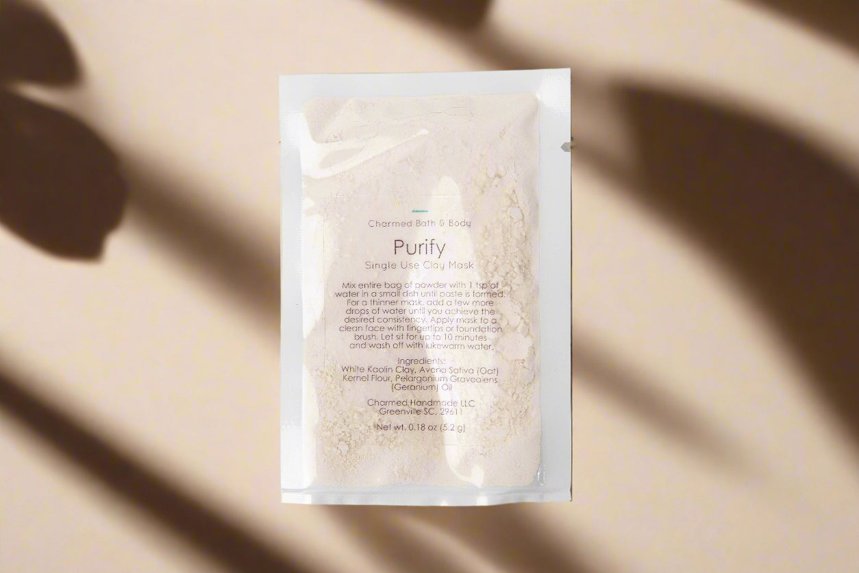 Single-use clay face masks handmade in small batches. Plant-based, skin-nourishing formulas with clean ingredients for glowing, balanced, radiant skin.