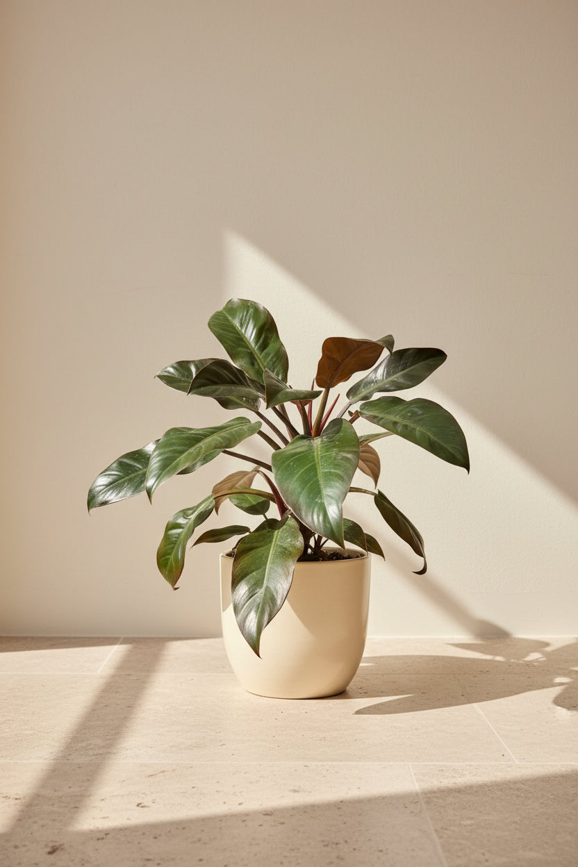 Rojo Congo thrives in bright, indirect light, needs minimal care, and loves humidity. Perfect for plant lovers! Style it as a focal point for a lush, modern aesthetic.