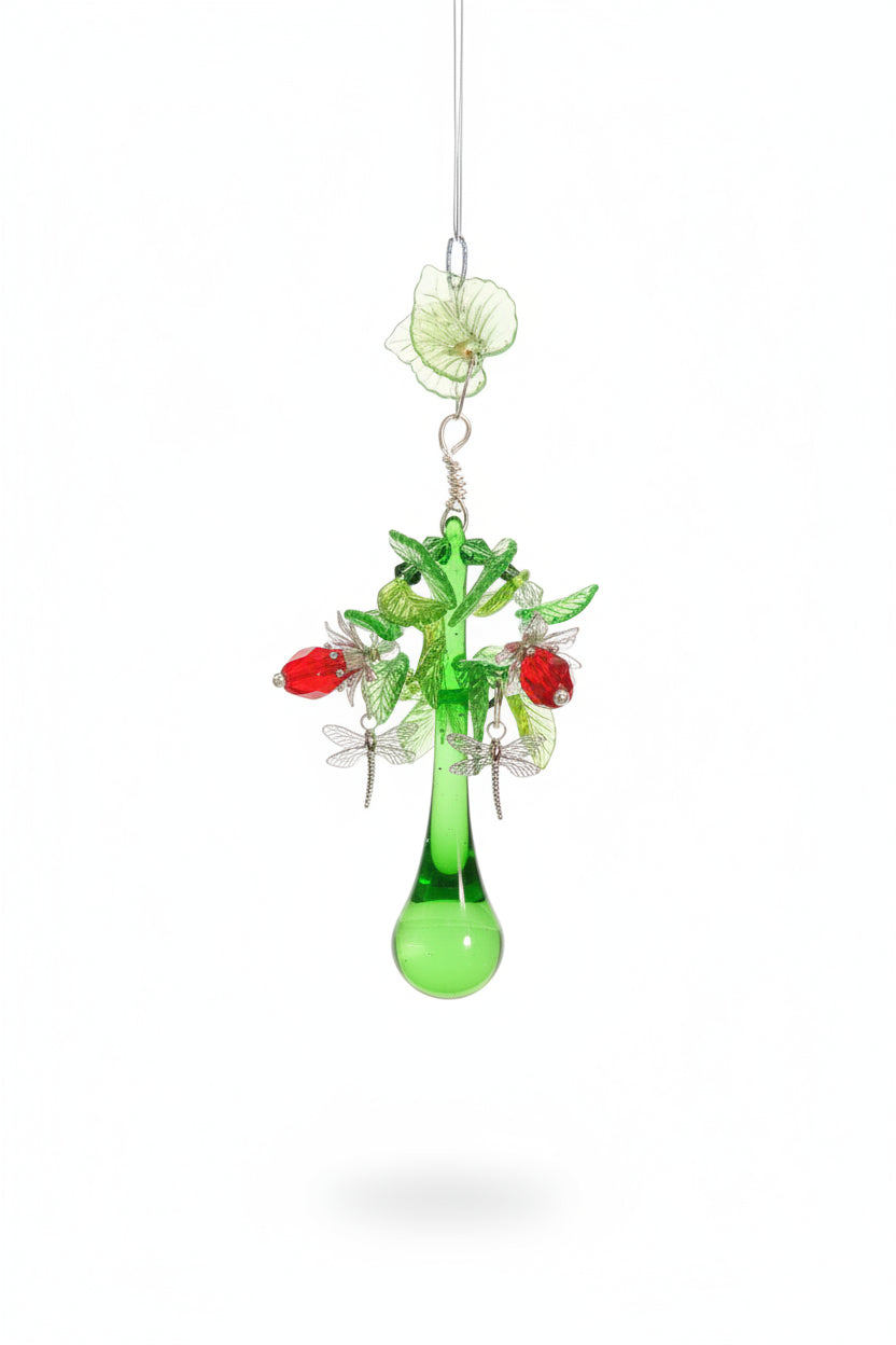 Handmade Botanical Beaded Boho Wreath by KStonely featuring wood beads, glass flowers, crystal accents, and one-of-a-kind botanical artistry.