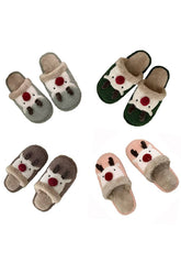 Soft plush cozy slippers in whimsical Mushroom or festive Reindeer style. Made with 66% cotton, 32% polyester & 2% spandex for warm, comfy all-day wear.