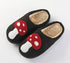 Soft plush cozy slippers in whimsical Mushroom or festive Reindeer style. Made with 66% cotton, 32% polyester & 2% spandex for warm, comfy all-day wear.