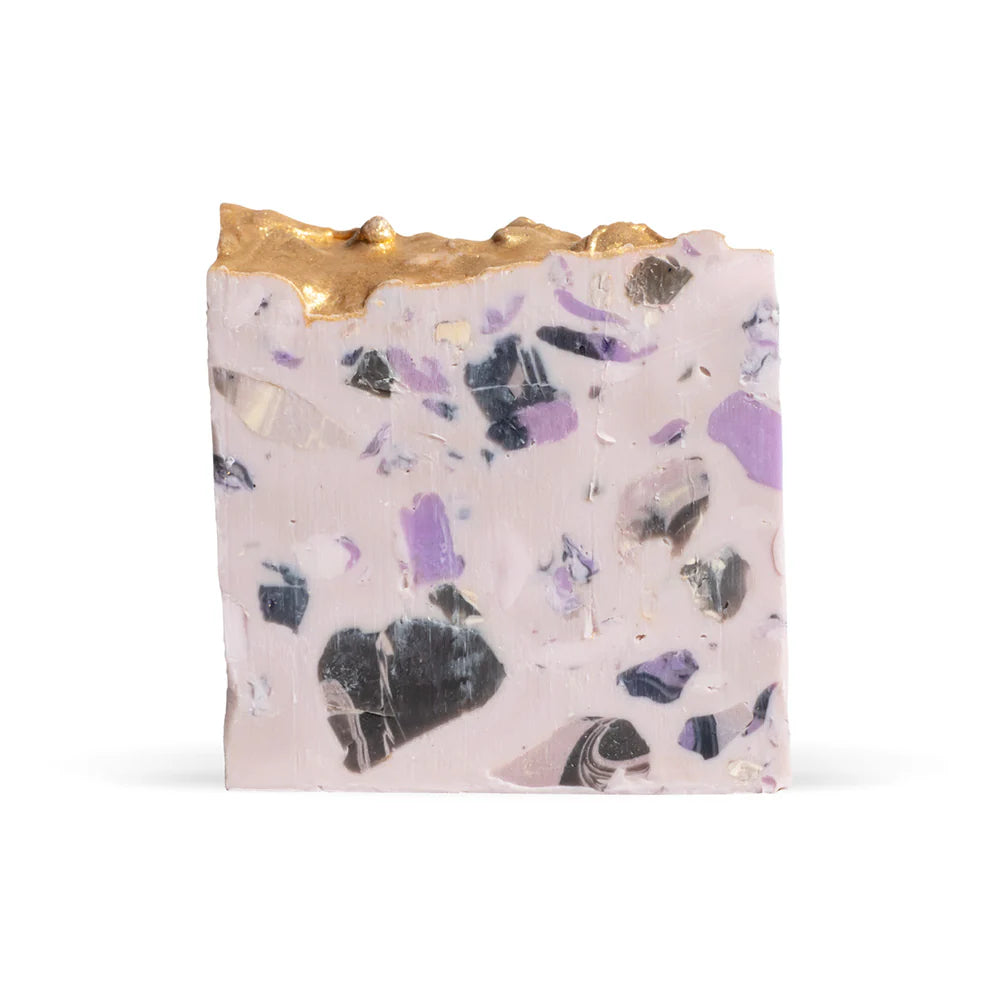 Sophia Terrazzo Soap—lavender & chamomile scent for soothing, gentle cleansing. Vegan, handcrafted, and nourishing with organic oils & shea butter.