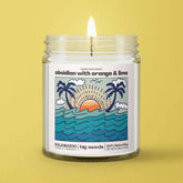 Sunny Days Ahead: A bright blend of orange, lime & obsidian in a 5oz soy candle. Vegan, eco-friendly, and hand-poured for 30–40 hours of sunny coastal bliss.