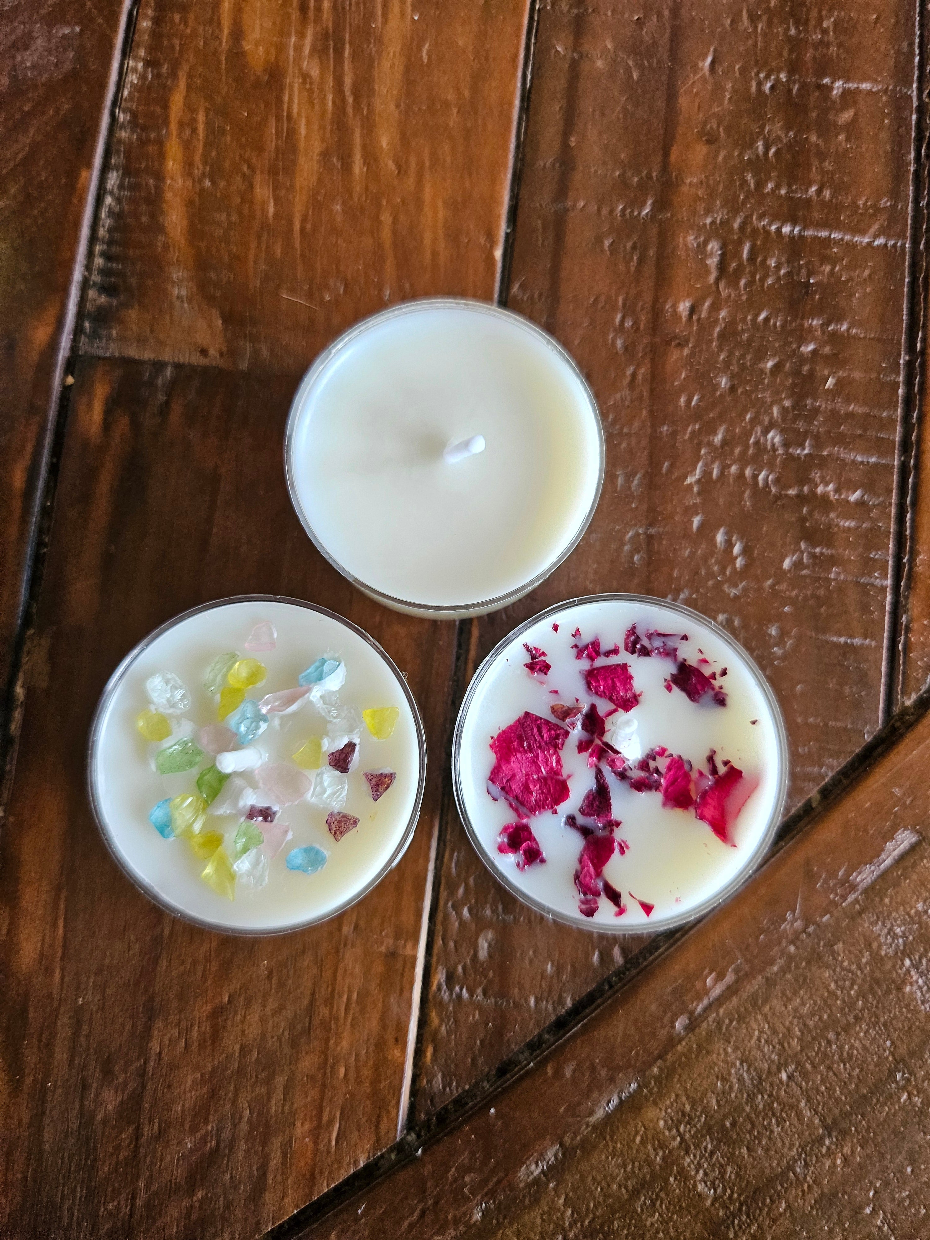 Fairy Tea Candles – Handcrafted tea lights with botanical accents and enchanting scents. Perfect for relaxation, décor, and gifting.
