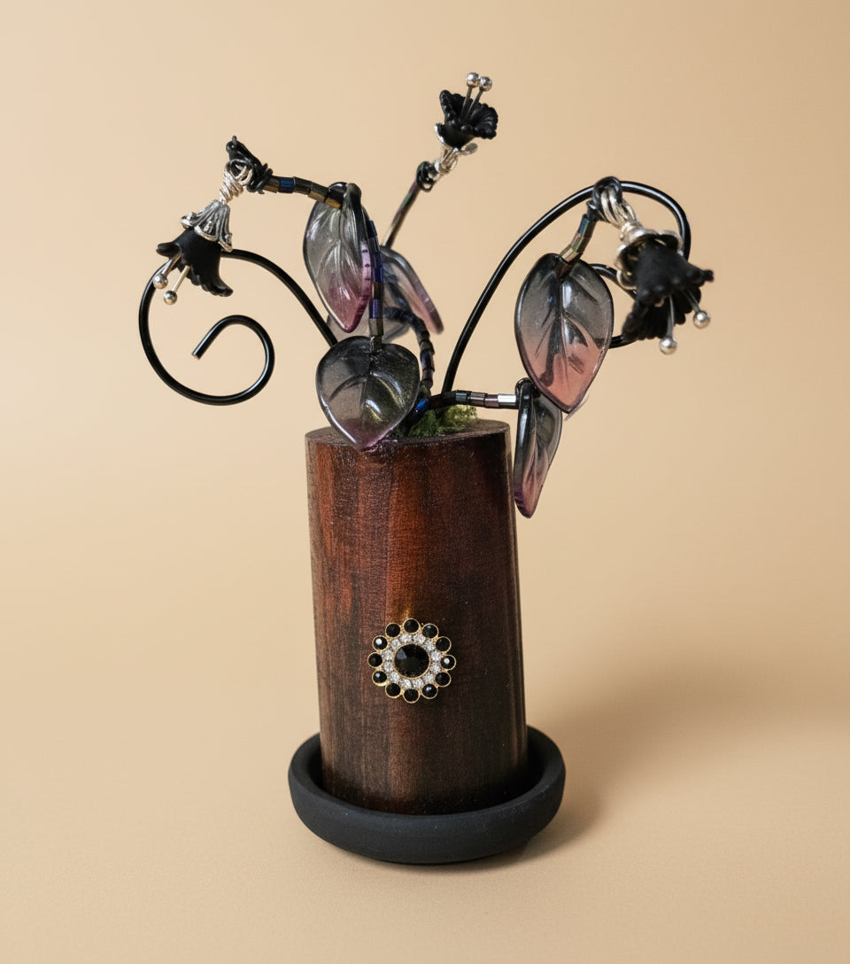 Everlasting beaded flower vases handcrafted by KStonely. Vintage vessels filled with whimsical seed-bead blooms—unique, cottagecore décor perfect for gifting.