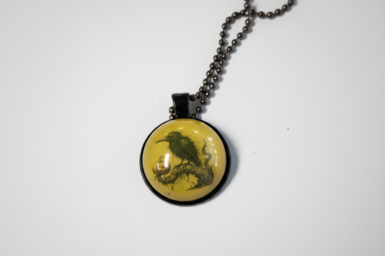 Handcrafted nature scene necklaces with real botanicals in iridescent and clear resin. Unique, wearable landscapes on chain or satin cord.