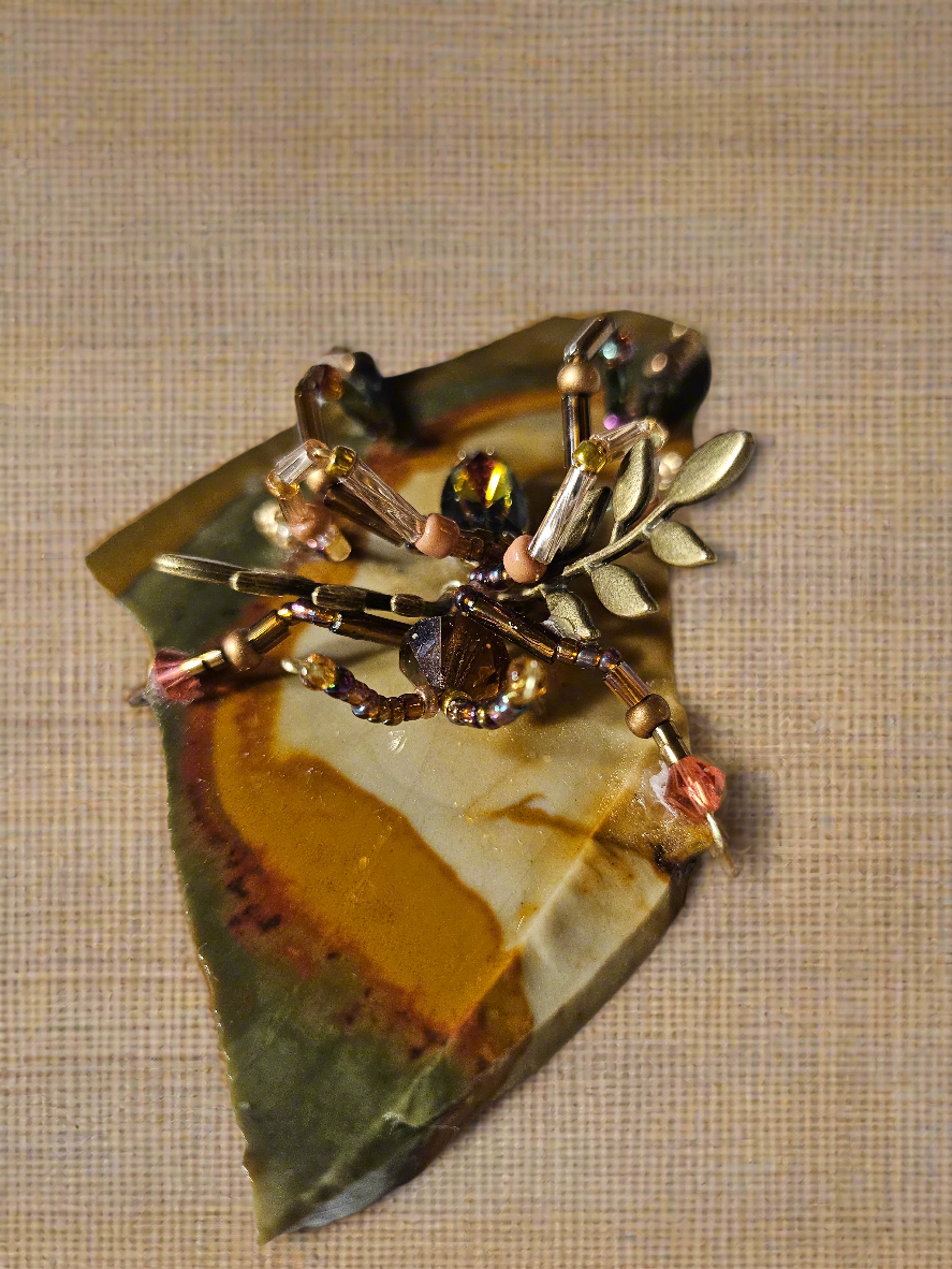 Jeweled Insect and Creature Art: Small Stone and Bead Sculptures on Semi-Precious Stone