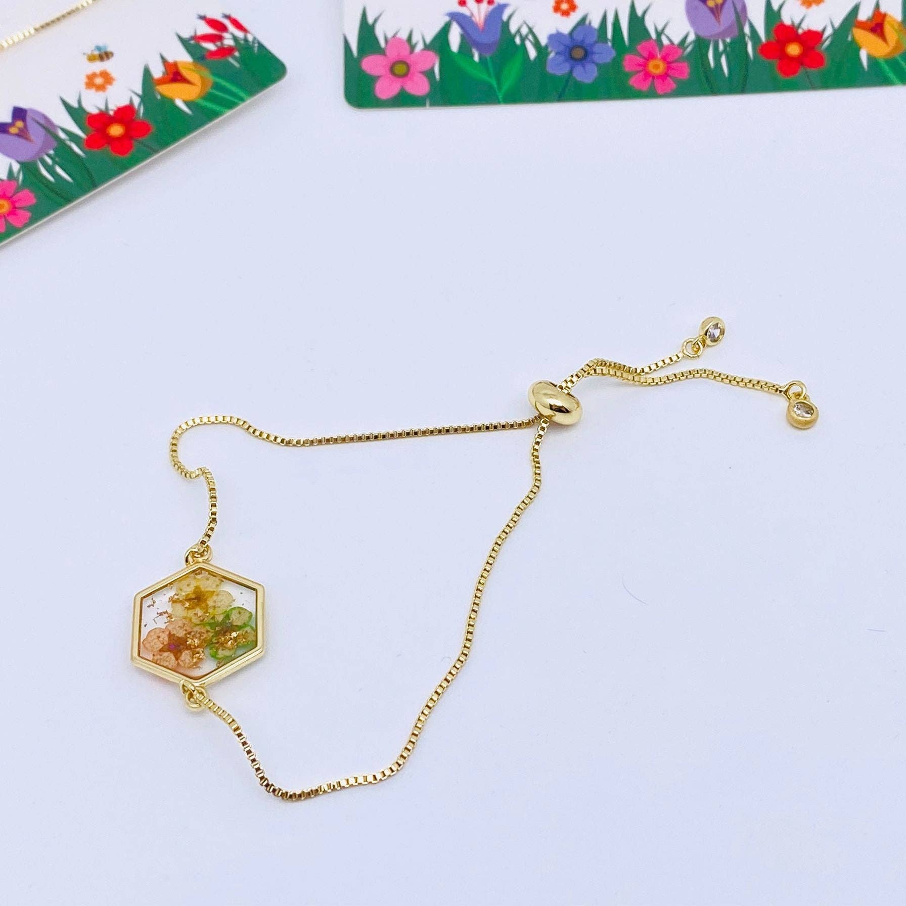 Narcissus Flower Gold Charm Bracelet