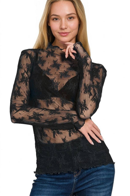 42POPS -  Lace See Through Layering Top - Zenana