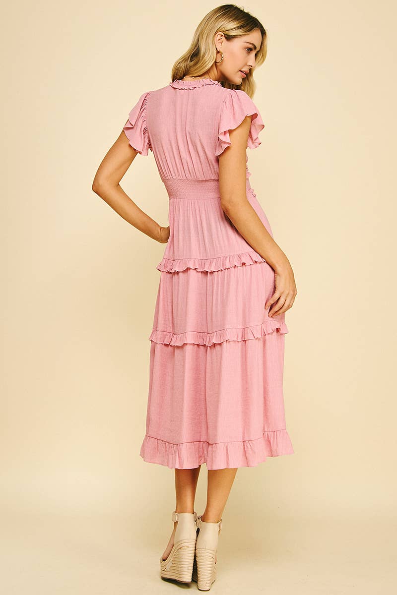 Romantic Ruffled Tea-Length Dress