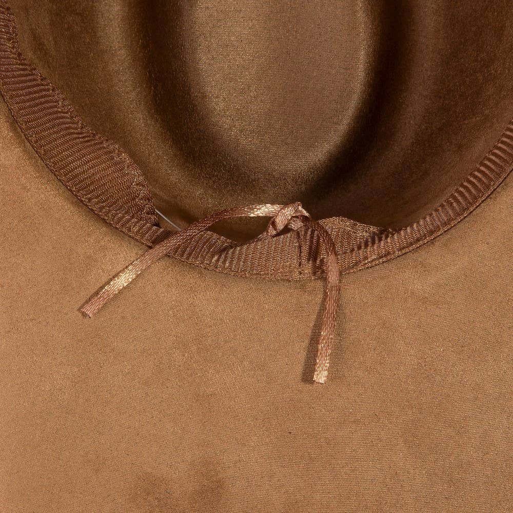 Braided And Studded Strap Suede Cowboy Hat