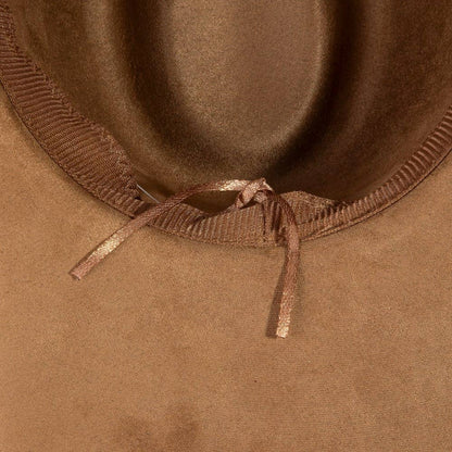 Braided And Studded Strap Suede Cowboy Hat