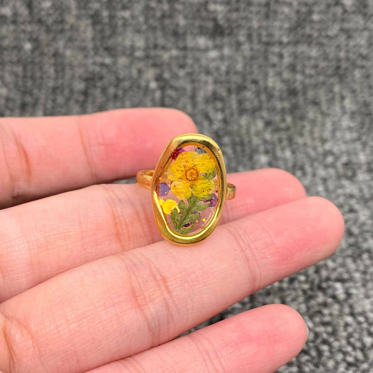 Radiance Floral 18K Gold Plated Adjustable Rings