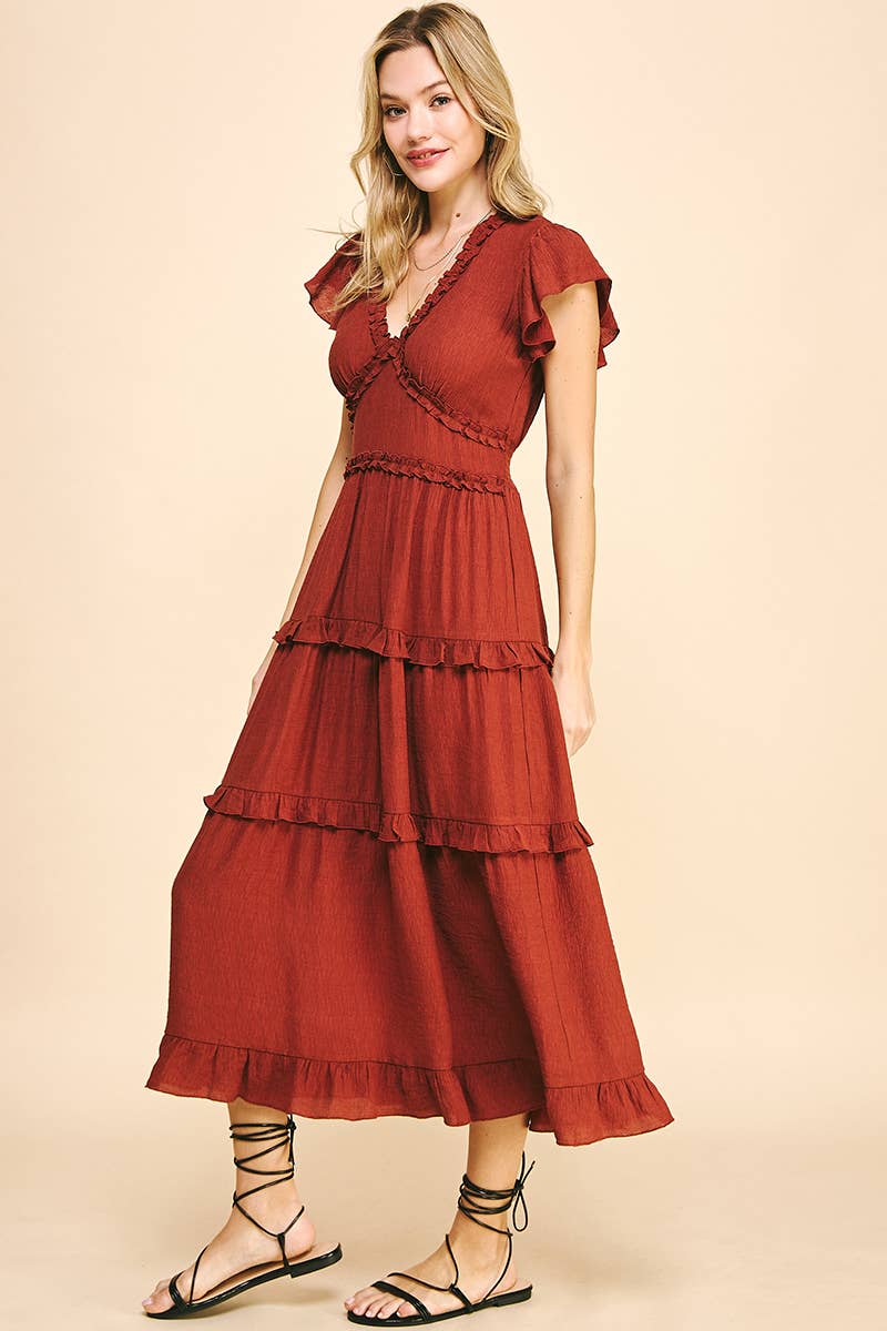 Romantic Ruffled Tea-Length Dress