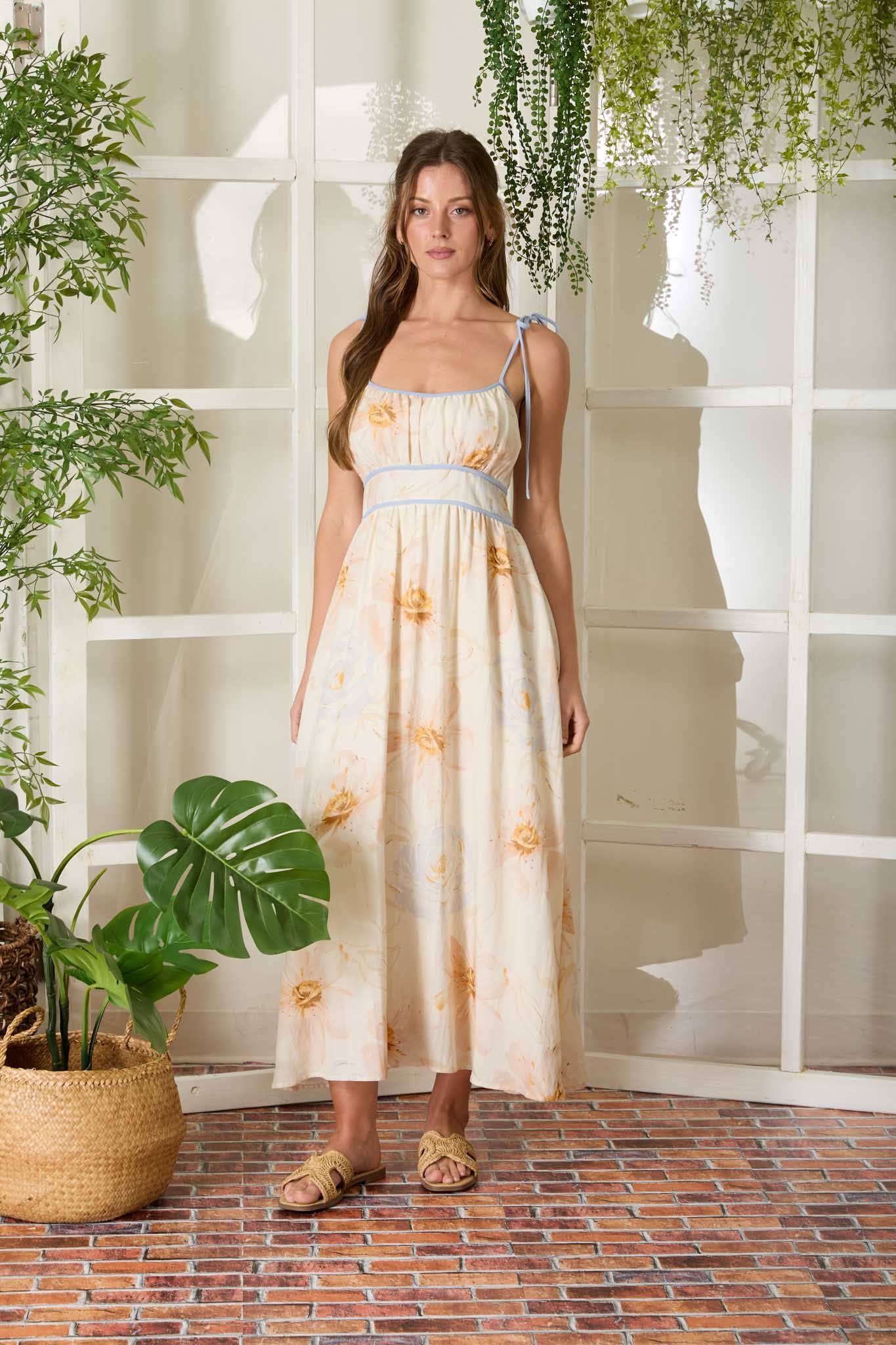 Watercolor Floral Midi Dress