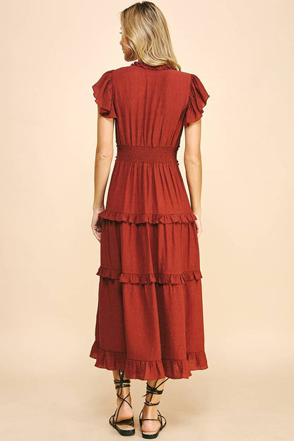 Romantic Ruffled Tea-Length Dress