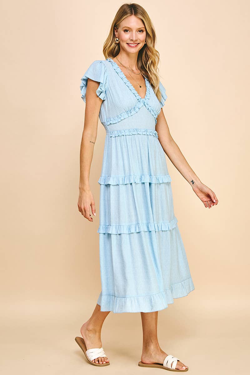 Romantic Ruffled Tea-Length Dress