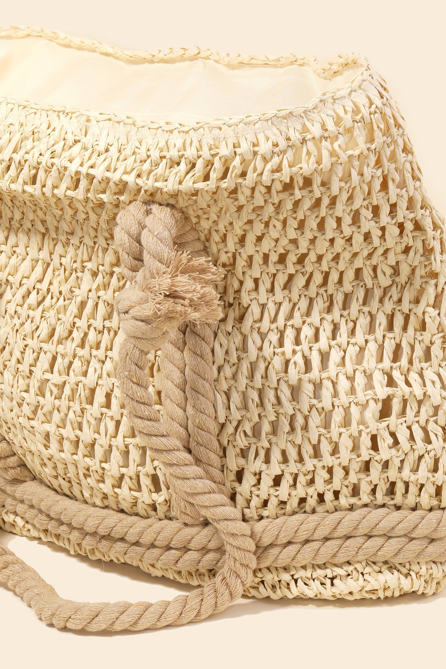 Rope Handle Straw Tote Bag