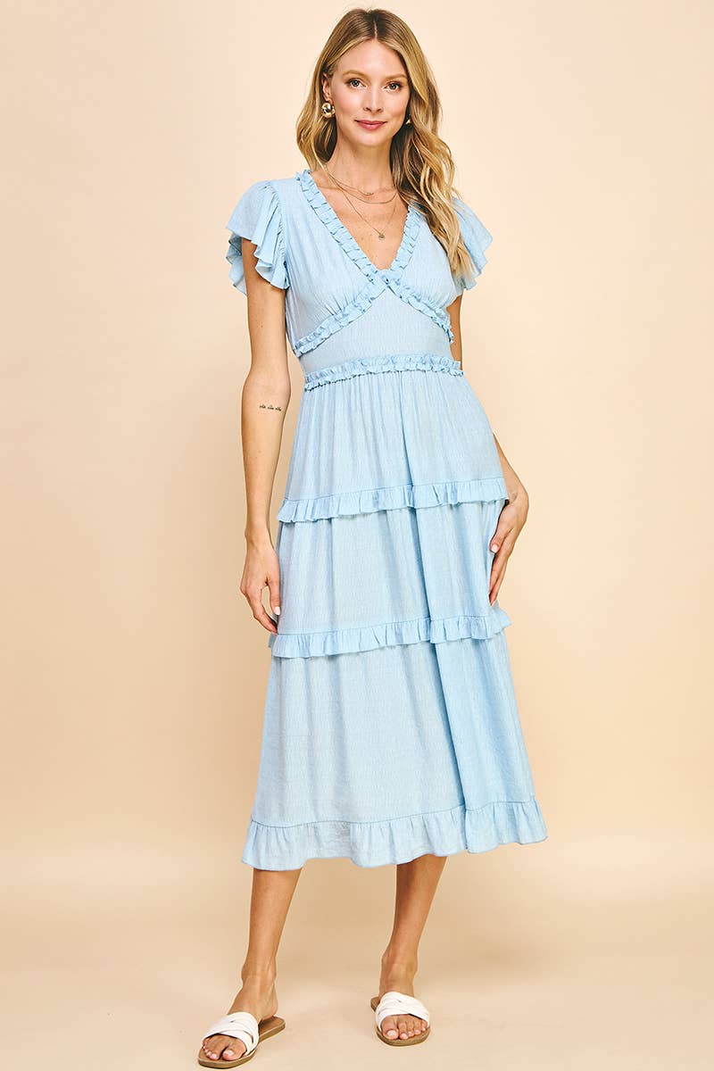 Romantic Ruffled Tea-Length Dress