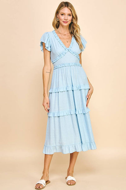 Romantic Ruffled Tea-Length Dress