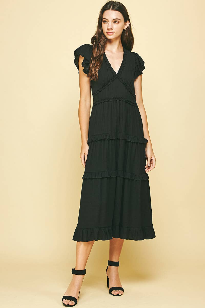 Romantic Ruffled Tea-Length Dress