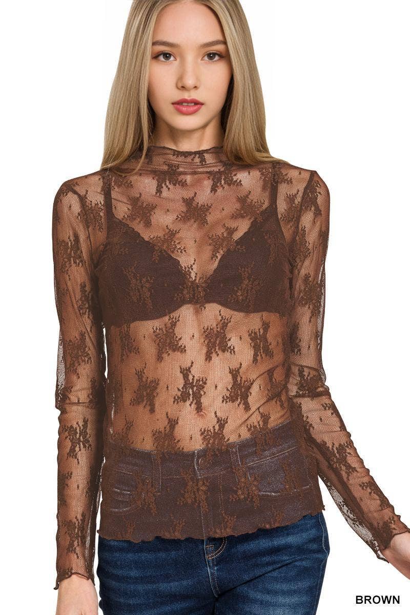 42POPS -  Lace See Through Layering Top - Zenana