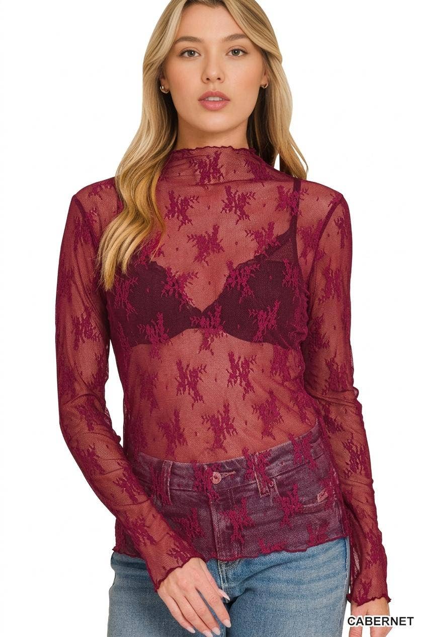42POPS -  Lace See Through Layering Top - Zenana