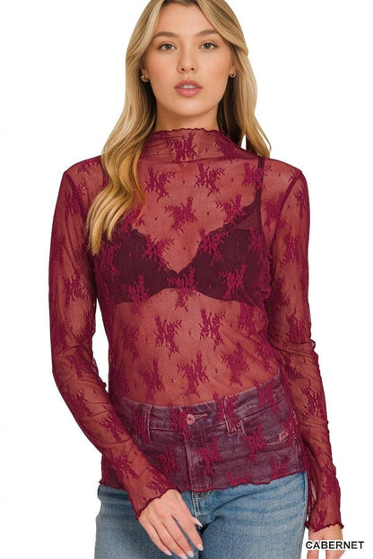 42POPS -  Lace See Through Layering Top - Zenana