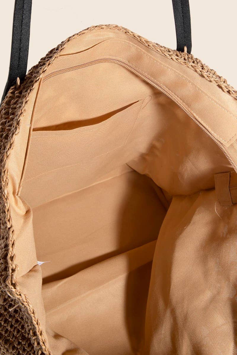 Knitted Tote Bag with Vegan Leather Handles