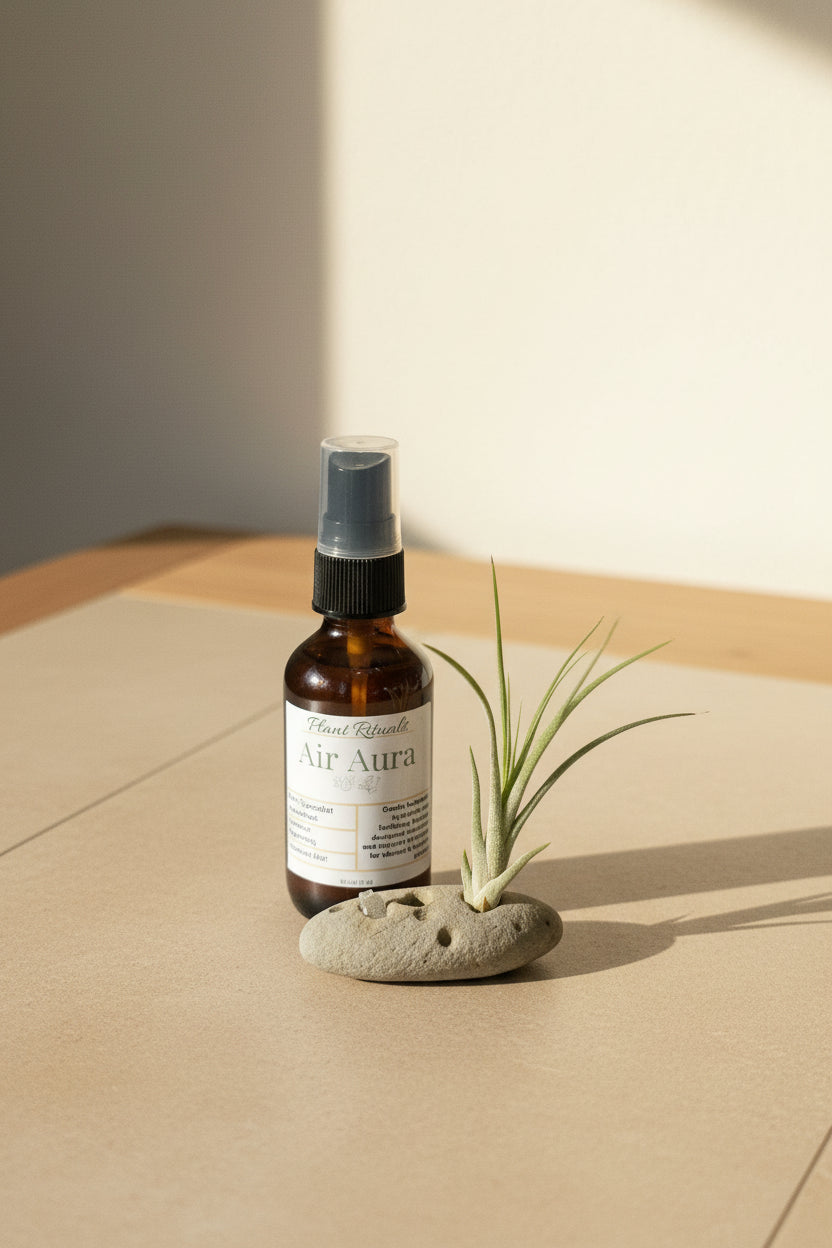 Air plant soak, fertilizer, and mist with aloe, kelp, and neroli hydrosol. Provides clean hydration, supports growth, and keeps Tillandsia healthy and vibrant.