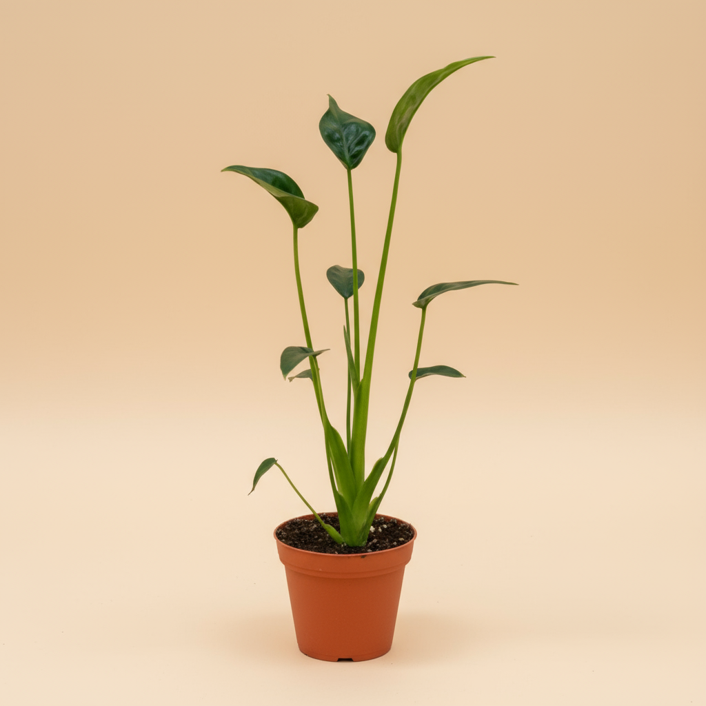 Alocasia ‘Tiny Dancer’ is a rare, compact hybrid with playful, dancing stems and sculptural leaves—perfect for collectors seeking uncommon, stylish houseplants.